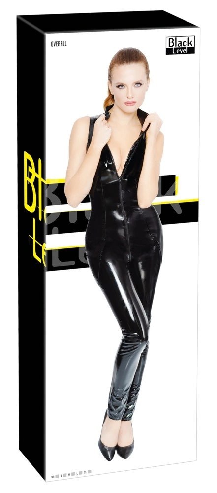 Black Level Kombinezon Vinylowy Czarny Długi Zamek XL Black Level Kombinezon Vinylowy Czarny Długi Zamek XL