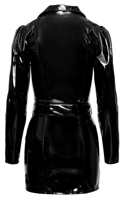 Black Level Płaszcz Vinylowy Czarny Mini L Długi Rękaw Klapy Black Level Płaszcz Vinylowy Czarny Mini L Długi Rękaw Klapy