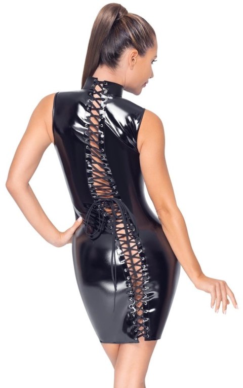Black Level Sukienka Winylowa Sznurowana Czarna XL Zamek Dwukierunkowy Black Level Sukienka Winylowa Sznurowana Czarna XL Zamek Dwukierunkowy