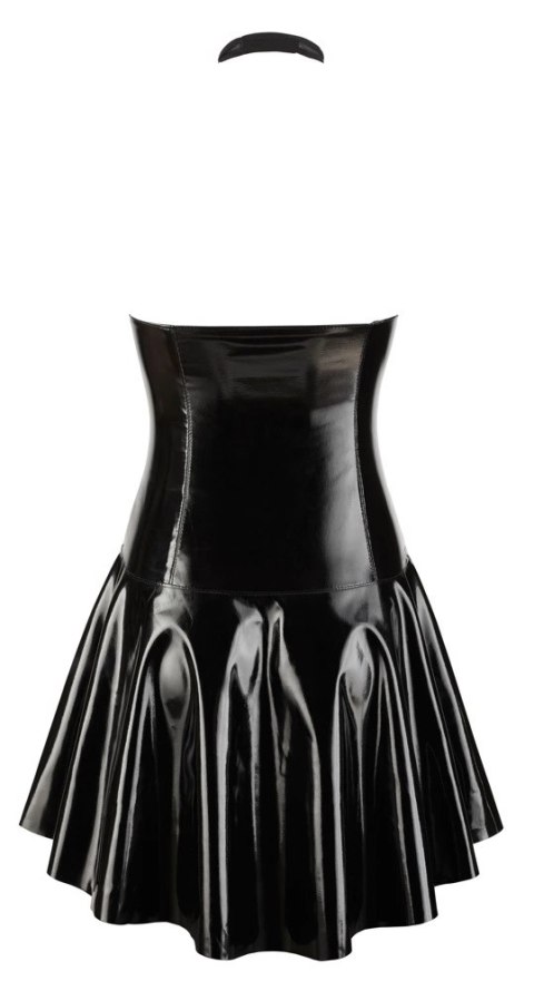Black Level Sukienka Winylowa z Siateczką Dekolt Halter 2XL Czarna Black Level Sukienka Winylowa z Siateczką Dekolt Halter 2XL Czarna
