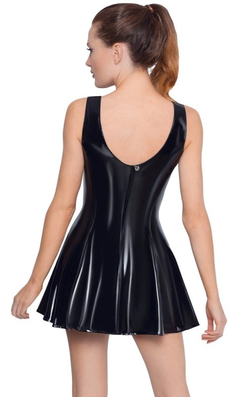 Black Level Vinylowa Sukienka Klasyczna Czarna XS z Rozkloszowaną Spodnicą Black Level Vinylowa Sukienka Klasyczna Czarna XS z Rozkloszowaną Spodnicą