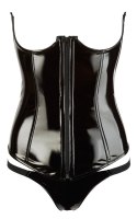 Black Level Gorset Vinylowy Bez Miseczek + Stringi Czarny XL