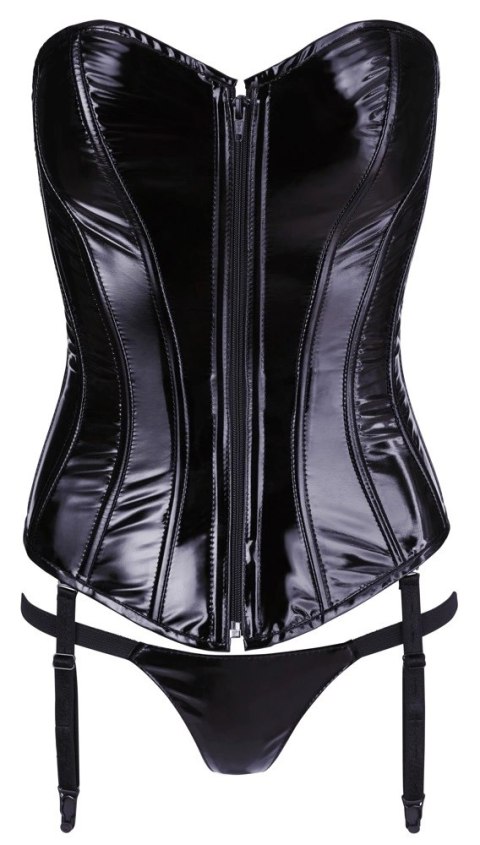 Black Level Gorset Winylowy Sznurowany Tył + Stringi Czarny 2XL Black Level Gorset Winylowy Sznurowany Tył + Stringi Czarny 2XL