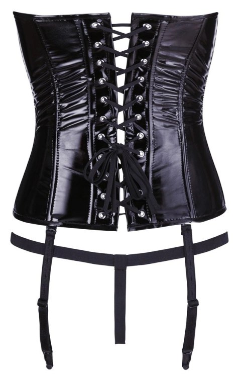 Black Level Gorset Winylowy Sznurowany Tył + Stringi Czarny 2XL Black Level Gorset Winylowy Sznurowany Tył + Stringi Czarny 2XL