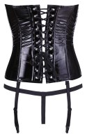 Black Level Gorset Winylowy Sznurowany Tył + Stringi Czarny XL