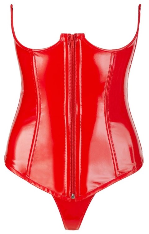 Black Level Gorset Winylowy z Fiszbiny Czerwony XL + Stringi Black Level Gorset Winylowy z Fiszbiny Czerwony XL + Stringi