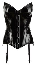 Black Level Gorset winylowy czarny z paskami do pończoch 2XL
