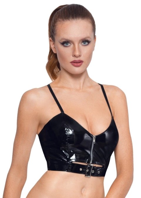 Black Level Top Vinylowy Czarny z Zamkiem S Regulowane Ramiączka Black Level Top Vinylowy Czarny z Zamkiem S Regulowane Ramiączka