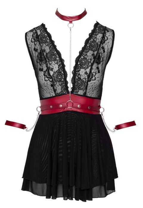 Cottelli Bondage Babydoll Czarna z Czerwoną Obręczą i Mankietami M Cottelli Bondage Babydoll Czarna z Czerwoną Obręczą i Mankietami M