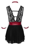 Cottelli Bondage Babydoll Czarna z Czerwoną Obręczą i Mankietami M