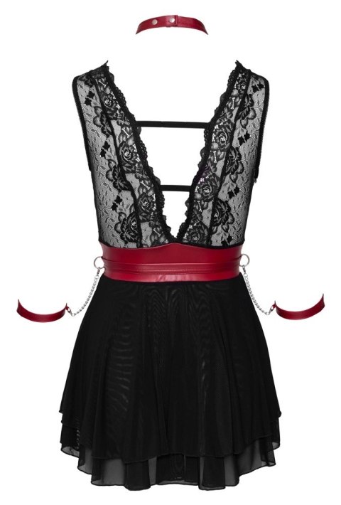Cottelli Bondage Babydoll Czarna z Czerwoną Obręczą i Mankietami M Cottelli Bondage Babydoll Czarna z Czerwoną Obręczą i Mankietami M