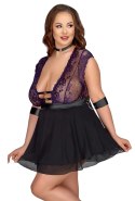 Cottelli Bondage Plus Babydoll XL z fioletową koronką i akcesoriami