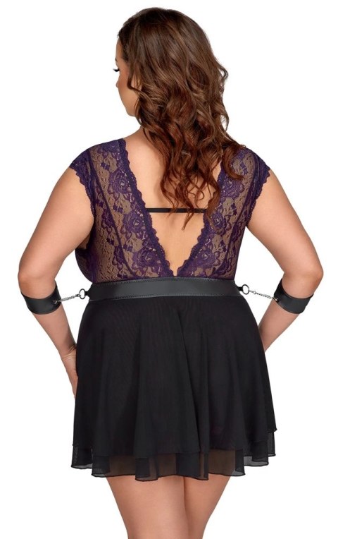 Cottelli Bondage Plus Babydoll XL z fioletową koronką i akcesoriami Cottelli Bondage Plus Babydoll XL z fioletową koronką i akcesoriami