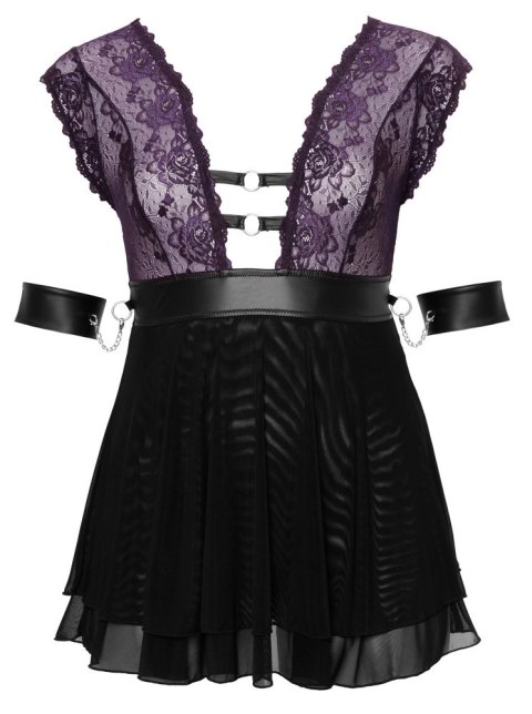 Cottelli Bondage Plus Babydoll XL z fioletową koronką i akcesoriami Cottelli Bondage Plus Babydoll XL z fioletową koronką i akcesoriami