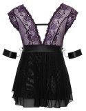 Cottelli Bondage Plus Babydoll XL z fioletową koronką i akcesoriami