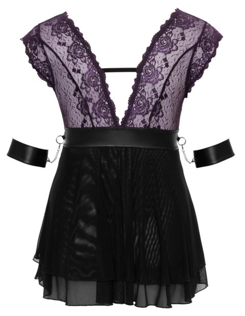 Cottelli Bondage Plus Babydoll XL z fioletową koronką i akcesoriami Cottelli Bondage Plus Babydoll XL z fioletową koronką i akcesoriami