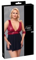 Cottelli Bondage Plus Babydoll z mankietami czerwono-czarna 2XL