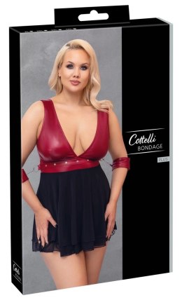 Cottelli Bondage Plus Babydoll z mankietami czerwono-czarna 4XL