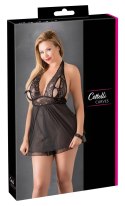Cottelli CURVES Babydoll czarna 4XL z dekoracyjną kokardką i rozcięciem