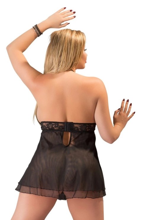 Cottelli CURVES Babydoll czarna 4XL z dekoracyjną kokardką i rozcięciem Cottelli CURVES Babydoll czarna 4XL z dekoracyjną kokardką i rozcięciem
