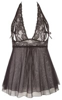 Cottelli CURVES Babydoll czarna 4XL z dekoracyjną kokardką i rozcięciem