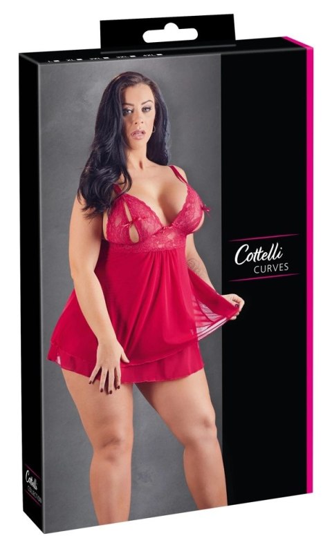 Cottelli Curves Babydoll Czerwona z Kokardką 2XL - Koronkowa, Regulowana Cottelli Curves Babydoll Czerwona z Kokardką 2XL - Koronkowa, Regulowana