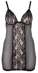 Cottelli Curves Sukienka bieliźniana czarna XL z koronką i regulacją