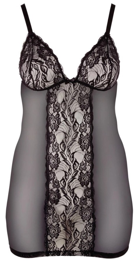 Cottelli Curves Sukienka bieliźniana czarna XL z koronką i regulacją Cottelli Curves Sukienka bieliźniana czarna XL z koronką i regulacją