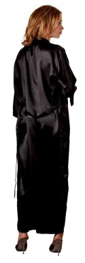Cottelli Lingerie Długi Szlafrok Satynowy Czarny z Paskiem S/M
