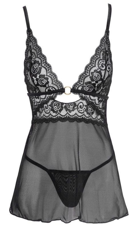 Cottelli Lingerie Halka Siateczkowa z Koronką i Stringi S Cottelli Lingerie Halka Siateczkowa z Koronką i Stringi S