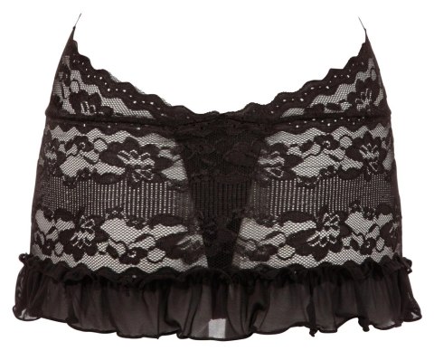 Cottelli Lingerie Sukienka koronkowa z łańcuszkami i stringi czarne XL Cottelli Lingerie Sukienka koronkowa z łańcuszkami i stringi czarne XL