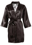 Cottelli Lingerie Szlafrok Satynowy z Koronką Czarny S/M