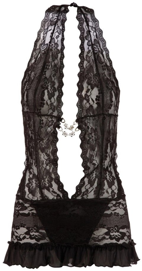 Cottelli Lingerie sukienka koronkowa czarna S z łańcuszkami i stringami Cottelli Lingerie sukienka koronkowa czarna S z łańcuszkami i stringami