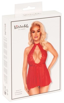 Kissable Babydoll Czerwona Halka Koronka + Stringi S/M