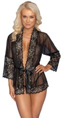 Kissable Kimono L/XL czarne - elegancki szlafrok z koronką