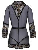 Kissable Kimono L/XL czarne - elegancki szlafrok z koronką