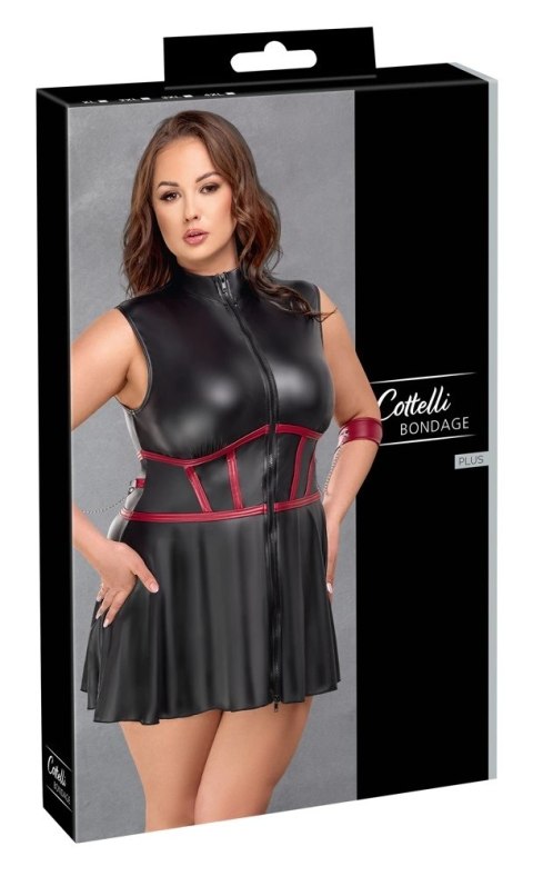 Cottelli Bondage Plus Sukienka Czarna Matowa z Czerwonymi Wstawkami XL Cottelli Bondage Plus Sukienka Czarna Matowa z Czerwonymi Wstawkami XL