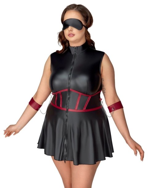 Cottelli Bondage Plus Sukienka Czarna Matowa z Czerwonymi Wstawkami XL Cottelli Bondage Plus Sukienka Czarna Matowa z Czerwonymi Wstawkami XL