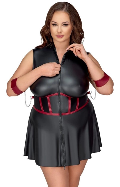 Cottelli Bondage Plus Sukienka Czarna Matowa z Czerwonymi Wstawkami XL Cottelli Bondage Plus Sukienka Czarna Matowa z Czerwonymi Wstawkami XL