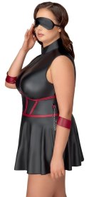Cottelli Bondage Plus Sukienka Czarna Matowa z Czerwonymi Wstawkami XL