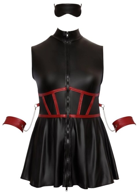 Cottelli Bondage Plus Sukienka Czarna Matowa z Czerwonymi Wstawkami XL Cottelli Bondage Plus Sukienka Czarna Matowa z Czerwonymi Wstawkami XL
