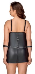 Cottelli Bondage Plus Sukienka Matowa Czarna 3XL z Pierścieniami i Mankietami