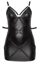 Cottelli Bondage Plus Sukienka Matowa Czarna 3XL z Pierścieniami i Mankietami