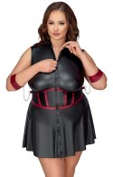 Cottelli Bondage Plus sukienka czarna matowa z czerwonymi detalami 2XL
