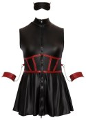 Cottelli Bondage Plus sukienka czarna matowa z czerwonymi detalami 2XL