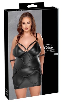 Cottelli Bondage Plus sukienka matowa z mankietami i pierścieniami 4XL