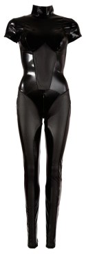 Cottelli Collection Kombinezon XL Czarny Wetlook z Siatką i Zamkami