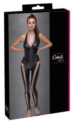 Cottelli Collection PARTY S kombinezon matowy czarny sznurowane nogawki