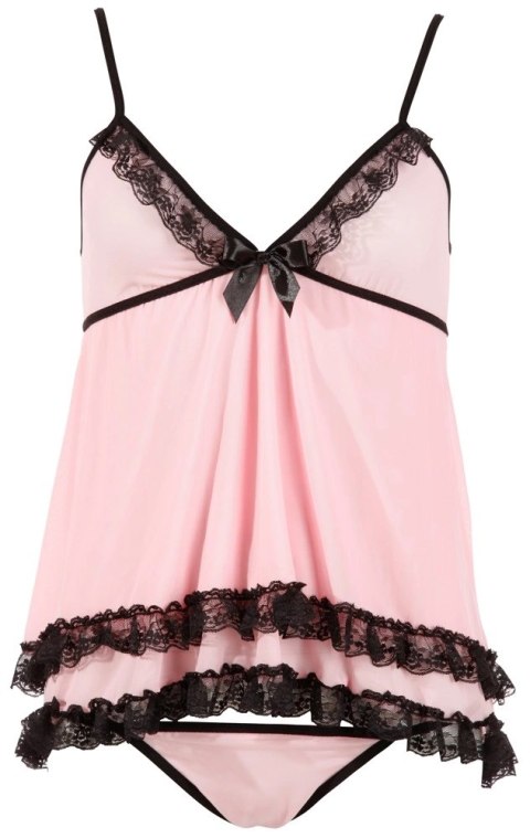 Cottelli Lingerie koszulka nocna M rożowa z koronką i stringami Cottelli Lingerie koszulka nocna M rożowa z koronką i stringami