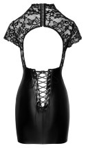 Noir Handmade L Krotka Sukienka z Koronką i Matową Spodnicą Czarna